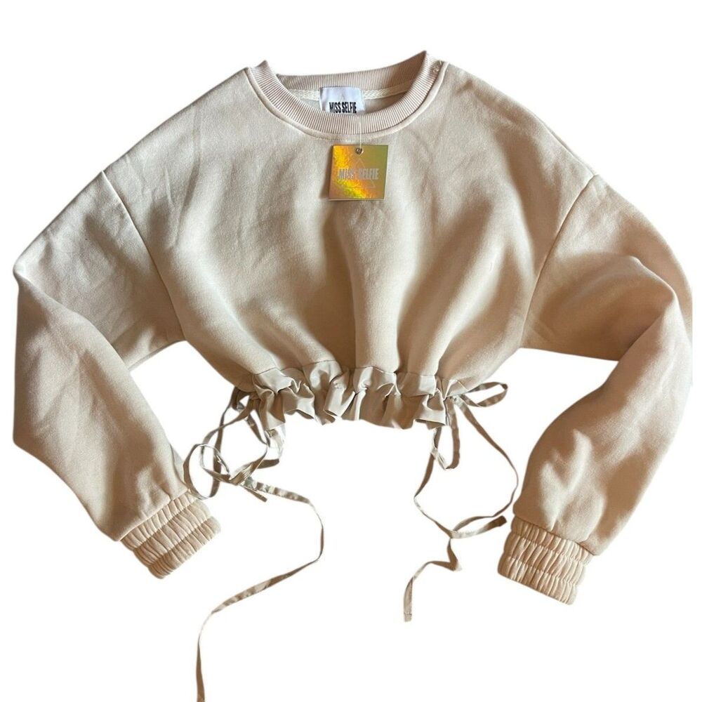 Miss Selfie Y2K Coquette Womens Sweatshirt Crop Top S Bows Feminine Streetwear